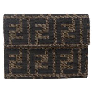 Authentic FENDI Zucca Canvas Wallet Black Brown bst288-112825